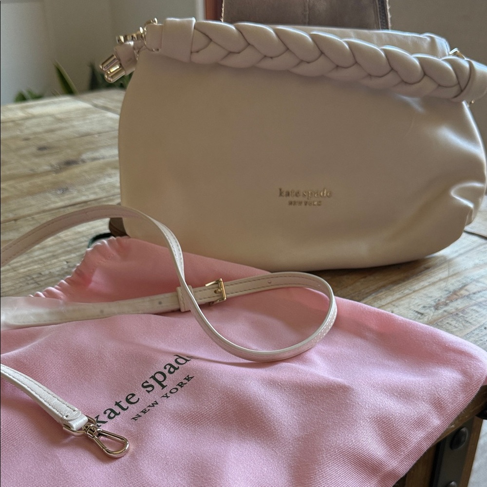 Kate Spade Ivory Shoulder Bag with Braided Handle
